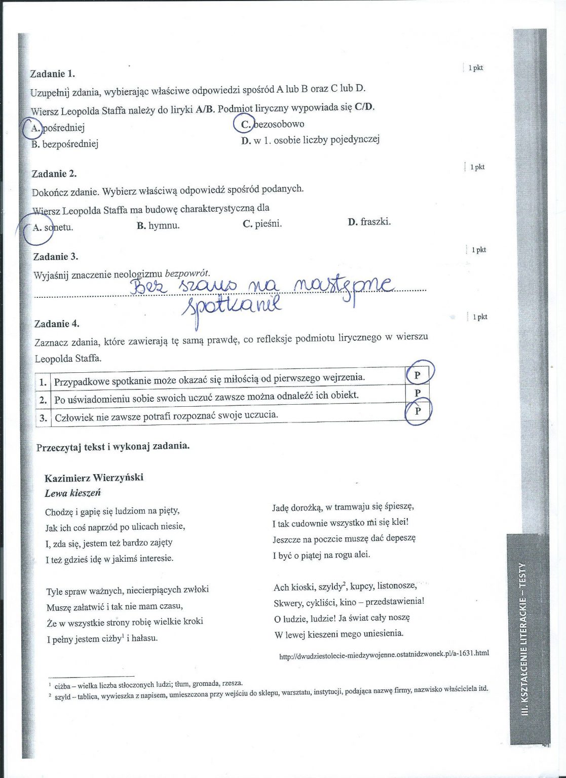 Epika Liryka Dramat Sprawdzian Klasa 8